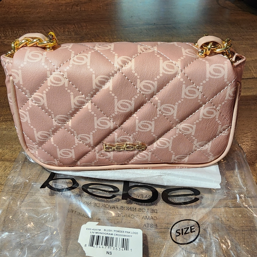 Bebe Blush/Powder Pink Logo Liv Monogram Crossbody Bag - Picture 2 of 3